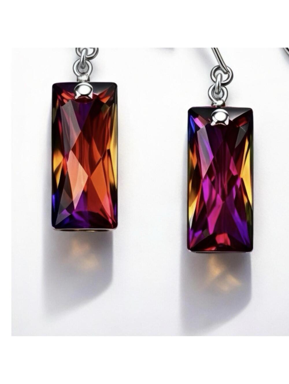 Vintage Rainbow Crystal Drop Earrings